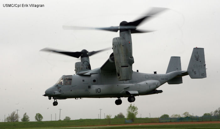 Helicopter Bell MV-22B Osprey Serial D0035 Register 165849 used by US Marine Corps USMC. Aircraft history and location