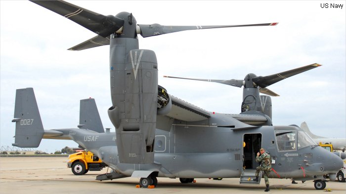 Helicopter Bell CV-22B Osprey Serial D1008 Register 04-0027 used by US Air Force USAF. Aircraft history and location