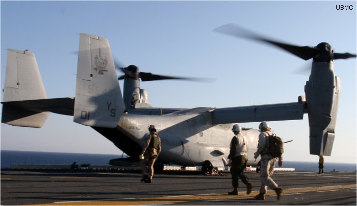 Helicopter Bell MV-22B Osprey Serial D0029 Register 165843 used by US Marine Corps USMC. Aircraft history and location