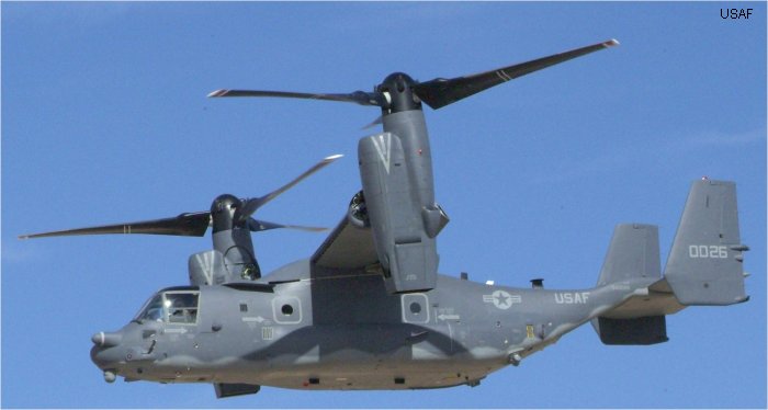 Helicopter Bell CV-22B Osprey Serial D1007 Register 04-0026 used by US Air Force USAF. Aircraft history and location