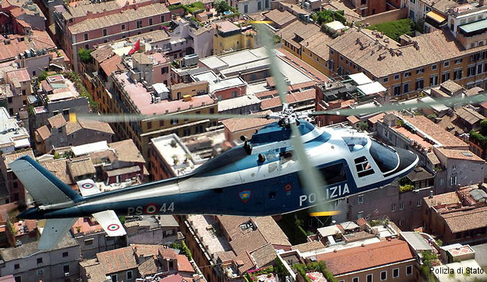 Helicopter Agusta A109a Serial 7141 Register MM80744 used by Polizia di Stato (Italian Police). Built 1979. Aircraft history and location