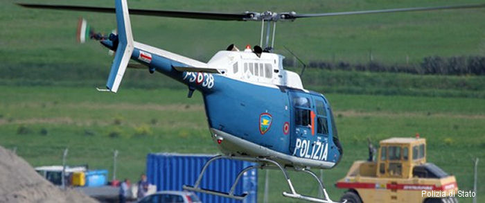 Helicopter Agusta AB206A-1 Serial 9071 Register PS-38 used by Polizia di Stato (Italian Police). Aircraft history and location