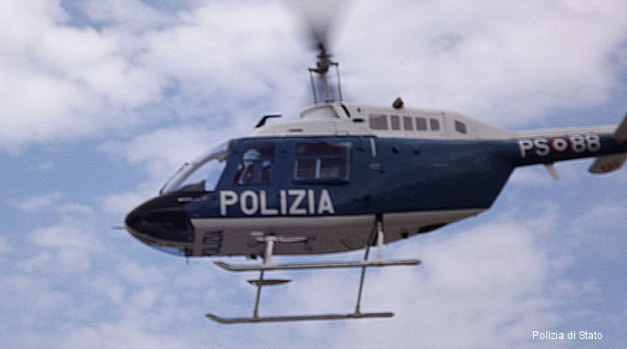 Helicopter Agusta AB206B-3 Serial 8728 Register PS-88 used by Polizia di Stato (Italian Police). Aircraft history and location