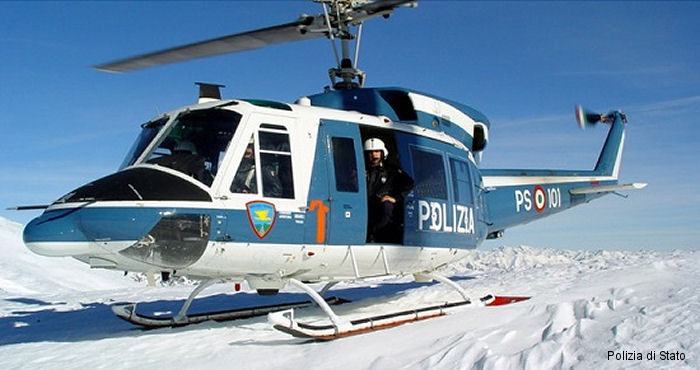 Helicopter Agusta AB212 Serial 5842 Register PS-101 used by Polizia di Stato (Italian Police). Aircraft history and location
