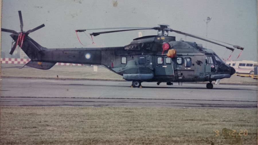 Helicopter Aerospatiale AS332M Super Puma Serial 2135 Register 220 used by Republic of Singapore Air Force RSAF. Aircraft history and location