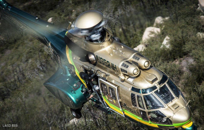 Helicopter Eurocopter AS332L1 Super Puma Serial 9004 Register N952JH N588AE used by LASD (Los Angeles County Sheriff Department) ,Los Angeles. Built 2003. Aircraft history and location