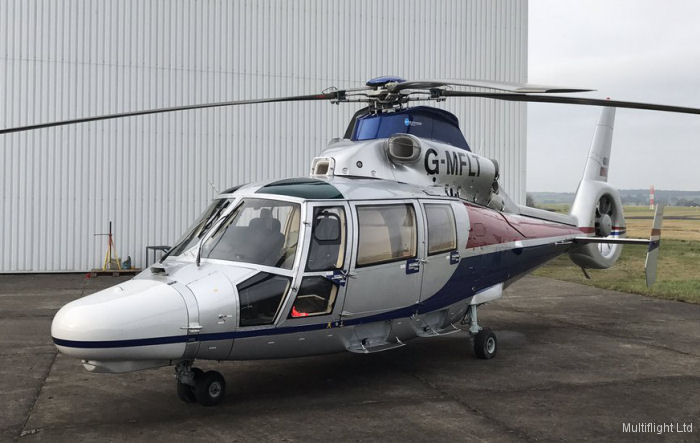 Helicopter Eurocopter AS365N3 Dauphin 2 Serial 6806 Register G-MFLT YR-PRC used by Multiflight Ltd. Built 2008. Aircraft history and location