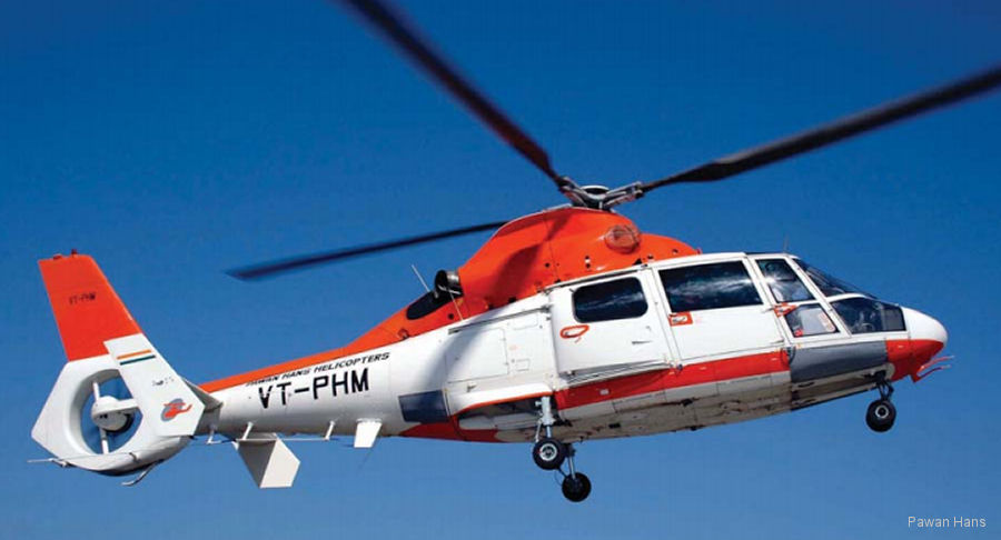 Helicopter Eurocopter AS365N3 Dauphin 2 Serial 6684 Register VT-PHM used by Pawan Hans Ltd PHL. Built 2004. Aircraft history and location