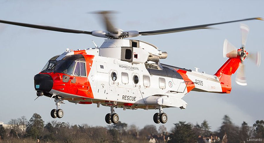 Helicopter AgustaWestland AW101 612 Serial 50265 Register 0265 ZZ102 used by AgustaWestland UK ,Luftforsvaret RNoAF (Royal Norwegian Air Force). Built 2017. Aircraft history and location