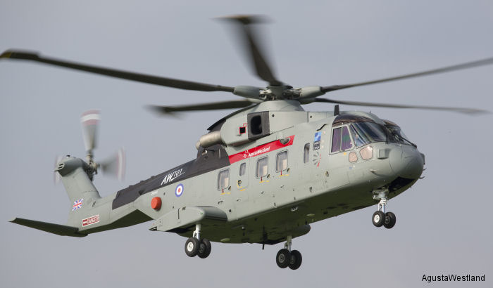 Helicopter AgustaWestland AW101 641 Serial 50248 Register ZR343 used by AgustaWestland UK. Built 2012. Aircraft history and location