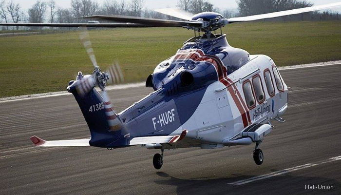 Helicopter AgustaWestland AW139 Serial 41388 Register F-HUGF N251MM used by Heli-Union ,AgustaWestland Philadelphia (AgustaWestland USA). Built 2014. Aircraft history and location