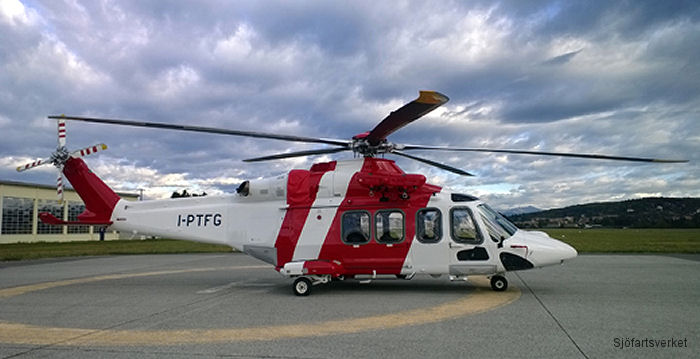 Helicopter AgustaWestland AW139 Serial 31507 Register SE-JRI used by Sjöfartsverket (Swedish Maritime Administration). Built 2013. Aircraft history and location