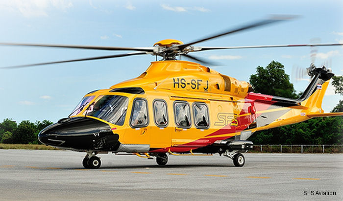 Helicopter AgustaWestland AW139 Serial 41310 Register HS-SFJ N315YS used by SFS Aviation ,AgustaWestland Philadelphia (AgustaWestland USA). Aircraft history and location