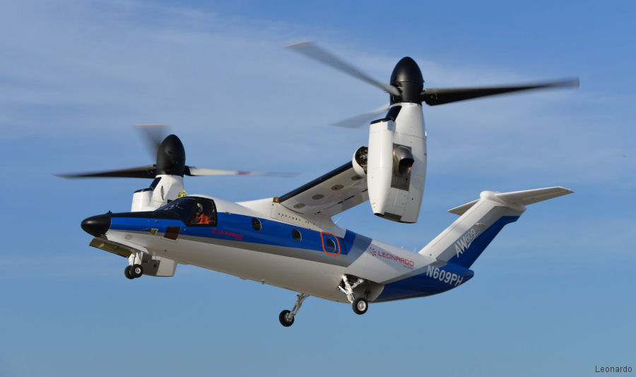 Helicopter AgustaWestland AW609 Serial 63004 Register N609PH used by Leonardo Italy ,AgustaWestland Philadelphia (AgustaWestland USA). Built 2019. Aircraft history and location