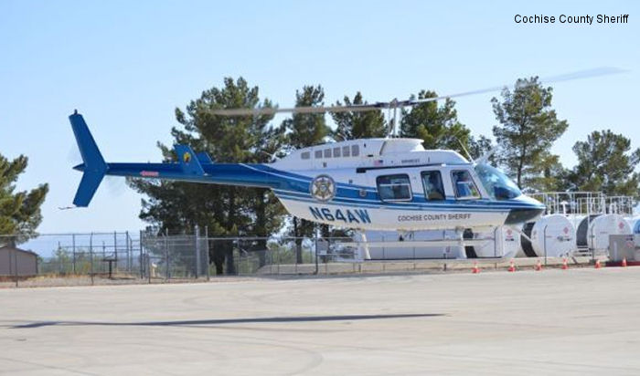 Helicopter Bell 206L-4 Long Ranger Serial 52298 Register N64AW used by Cochise County Sheriff Department ,Airwest Helicopters. Built 2004. Aircraft history and location