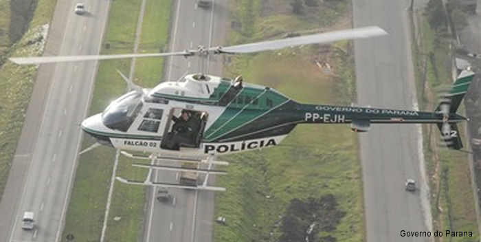 Helicopter Bell 206B-3 Jet Ranger Serial 4226 Register PP-EJH PT-HKT N127P used by Policia Militar do Brasil (Brazilian Military Police). Aircraft history and location