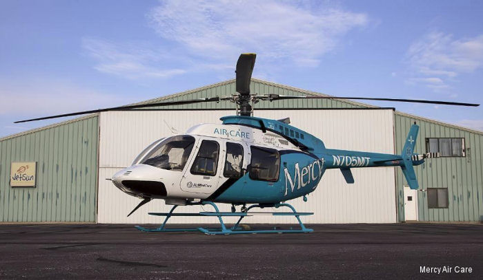 Helicopter Bell 407 Serial 54141 Register N705MT used by Bank Of Utah ,MAC (Mercy Air Care) ,Med Trans Corp ,Bell Helicopter. Built 2013. Aircraft history and location