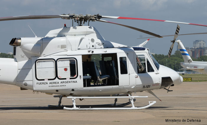 Helicopter Bell 412EP Serial 36224 Register H-101 N136PD N412PR N82376 used by Fuerza Aerea Argentina FAA (Argentine Air Force) ,PPR (Puerto Rico Police) ,Bell Helicopter. Built 1999. Aircraft history and location