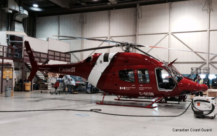 Helicopter Bell 429 Serial 57258 Register C-GCQB used by Canadian Coast Guard. Built 2015. Aircraft history and location