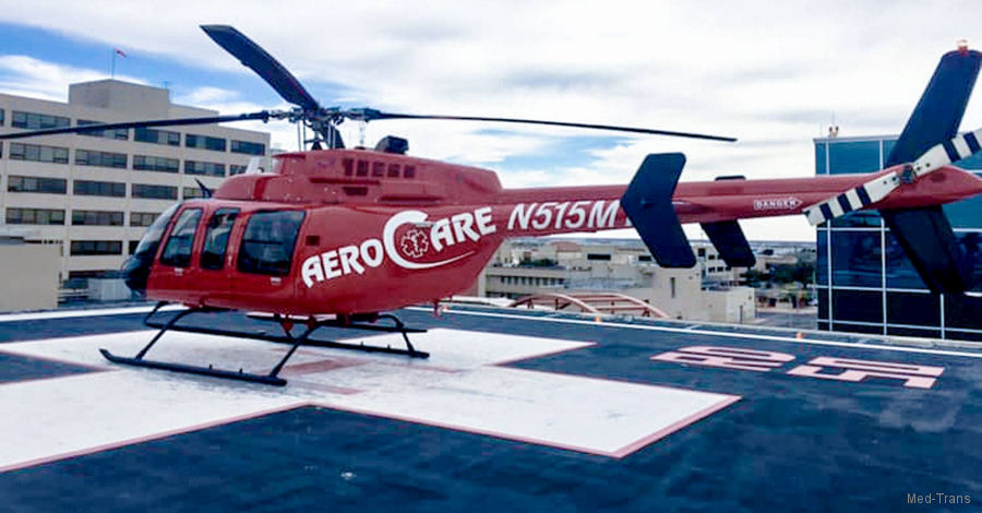 Helicopter Bell 407 Serial 53604 Register N515MT C-FBKC used by AeroCare ,Memorial Star ,Med Trans Corp ,AVN Air LLC ,Bell Helicopter Canada. Built 2004. Aircraft history and location