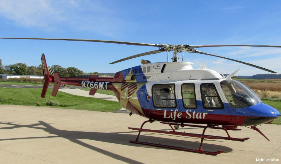 Helicopter Bell 407GX Serial 54540 Register N911LS N766MT N522UC used by Life Star of Kansas (Topeka Air Ambulance) ,Wings Air Rescue ,Med Trans Corp ,GC Air Llc ,Bell Helicopter. Built 2014. Aircraft history and location