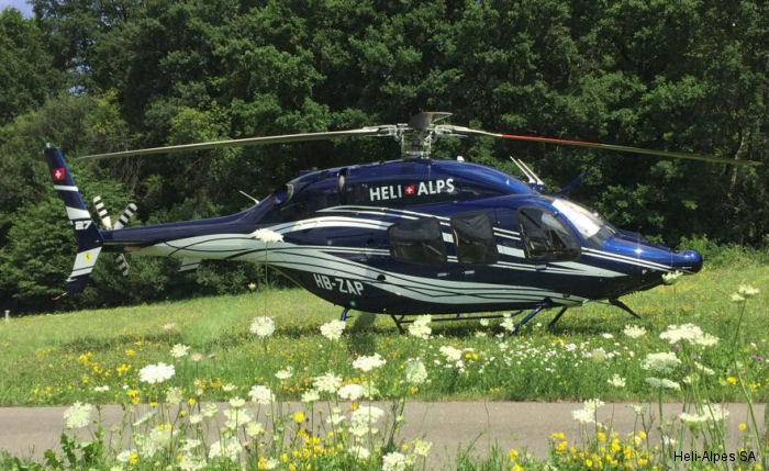 Helicopter Bell 429 Serial 57174 Register HB-ZAP C-GXYX used by Heli-Alps SA ,Bell Helicopter Canada. Built 2013. Aircraft history and location