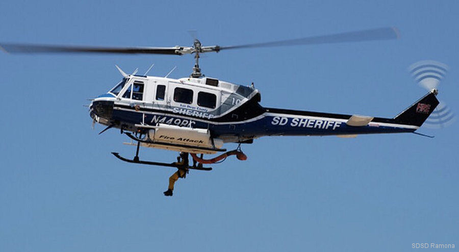 Helicopter Bell 205A-1 Serial 30121 Register N449RC C-FDEO CS-HDH N25AL used by SDSO (San Diego County Sheriffs Department) ,Eagle Copters ,OMNI Aviação OHI (OMNI Aviation Group) ,Air Logistics. Aircraft history and location