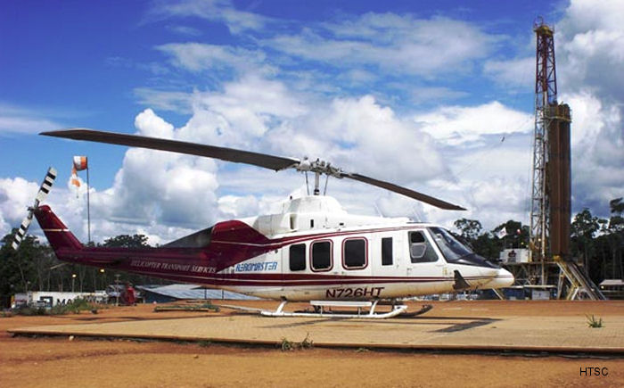Helicopter Bell 214ST Serial 28196 Register OB-1995-P N726HT N5064W 2611 used by Helicopter Transport Services HTS ,Fuerza Aerea de Venezuela FAV (Venezuelan Air Force). Aircraft history and location
