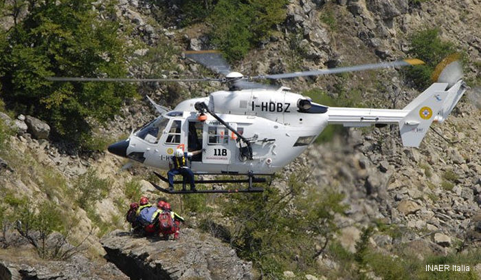 Helicopter Eurocopter BK117C-1 Serial 7547 Register OE-XAT I-HDBZ used by Air Rescue Austria ARA (ARA Flugrettug) ,INAER Italia ,Helitalia SpA. Aircraft history and location