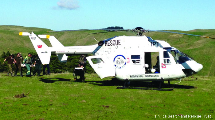 Helicopter Kawasaki BK117B-2 Serial 1080 Register ZK-IPT HL9466 HL9247 JQ1080 used by New Zealand Rescue Helicopters PSRT (Philips Search and Rescue Trust). Aircraft history and location