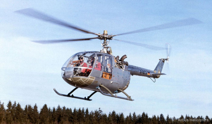 Helicopter MBB Bo105A Serial V2 Register D-HECA used by MBB. Aircraft history and location