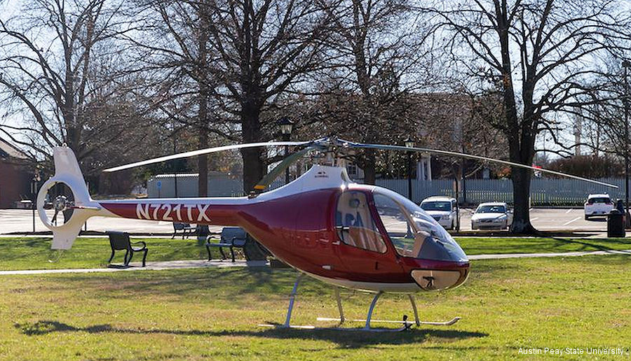 Helicopter Guimbal Cabri G2 Serial 1098 Register N721TX used by APSU (Austin Peay State University) ,Precision Helicopters. Built 2015. Aircraft history and location