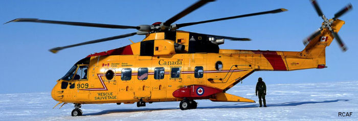 Helicopter AgustaWestland CH-149 Cormorant Serial 50102 Register 149909 used by Canadian Armed Forces. Built 2002. Aircraft history and location