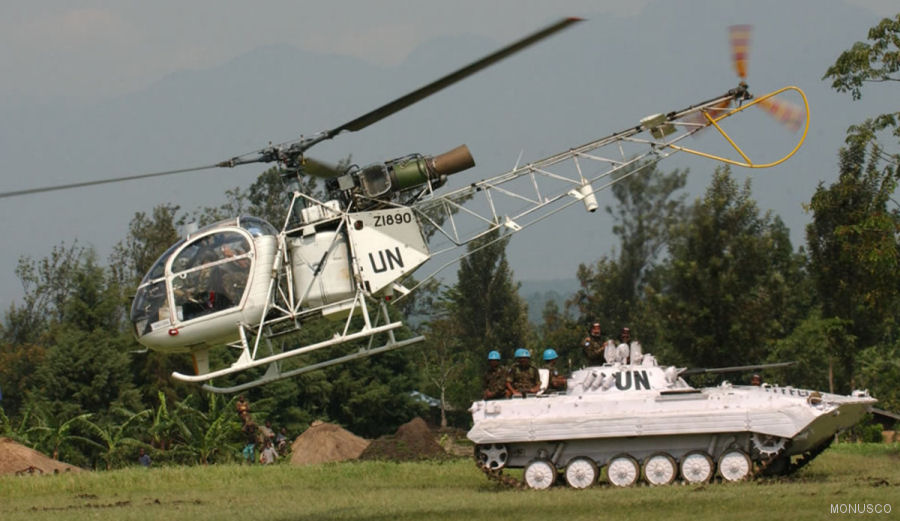 Helicopter HAL Chetak Serial  Register Z1890 used by United Nations UNHAS ,Bharatiya Vayu Sena (Indian Air Force). Aircraft history and location
