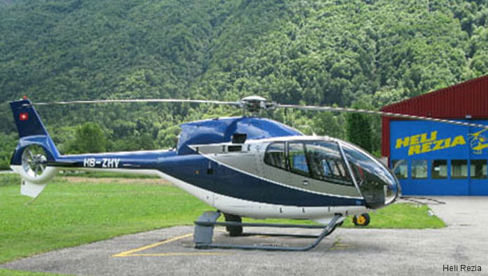 Helicopter Eurocopter EC120B Serial 1158 Register HA-HBE HB-ZHV VH-YAZ used by Heli Rezia AG ,Eliticino / Tarmac ,Helipool GmbH. Built 2000. Aircraft history and location