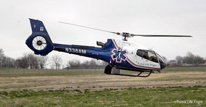 Helicopter Eurocopter EC130B4 Serial 4785 Register N336AM used by Tulsa Life Flight ,Air Methods. Built 2009. Aircraft history and location