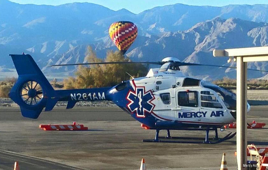Helicopter Eurocopter EC135P2+ Serial 0734 Register N261AM used by Mercy Air ,Air Methods. Built 2008. Aircraft history and location