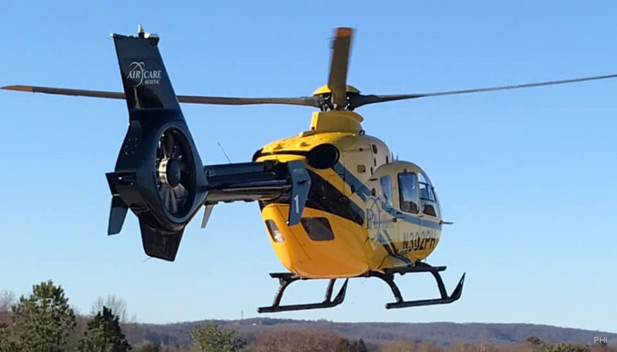 Helicopter Eurocopter EC135P2 Serial 0364 Register N302PH used by AirCare1 (AirCare 1 Medevac Manassas) ,AirCare4 (AirCare 4 Medevac Front Royal) ,PHI Inc. Built 2004. Aircraft history and location