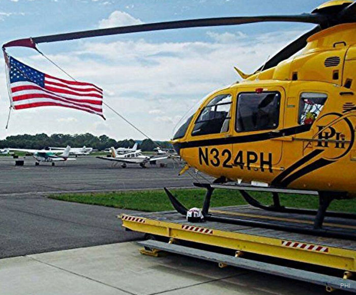 Helicopter Eurocopter EC135P2+ Serial 0571 Register N324PH used by AirCare3 (AirCare 3 Medevac Leesburg) ,PHI Air Medical. Built 2007. Aircraft history and location