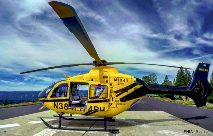 Helicopter Eurocopter EC135P2+ Serial 0653 Register N384PH used by PHI Inc. Built 2008. Aircraft history and location