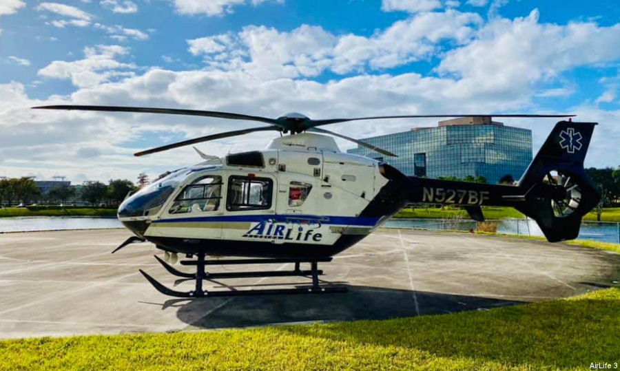 Helicopter Eurocopter EC135P2+ Serial 0697 Register N527BF used by Bayflite Air Medical (Bayfront Health) ,Air Life Florida ,Air Methods. Aircraft history and location