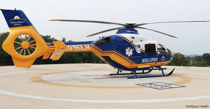 Helicopter Eurocopter EC135T2+ Serial 0554 Register N955AL N916LH N135DU N135TH used by Airlift Northwest ,WellFlight (WellSpan Health) ,Lutheran Air ,Air Methods ,Duke Life Flight. Built 2007. Aircraft history and location