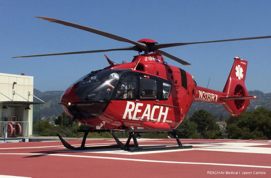 Helicopter Airbus H135 / EC135P3 Serial 1223 Register N319RX N893CS used by REACH Air Medical ,Airbus Helicopters Inc (Airbus Helicopters USA). Built 2016. Aircraft history and location