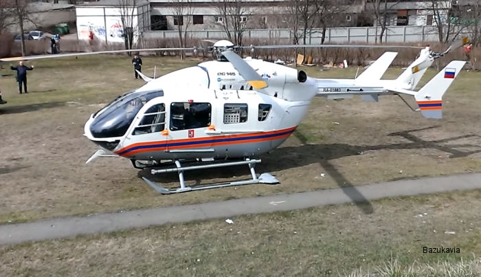 Helicopter Eurocopter EC145 Serial 9183 Register RA-01883 used by МЧС России (Ministry for Emergency Situations - MChS Rossii). Aircraft history and location