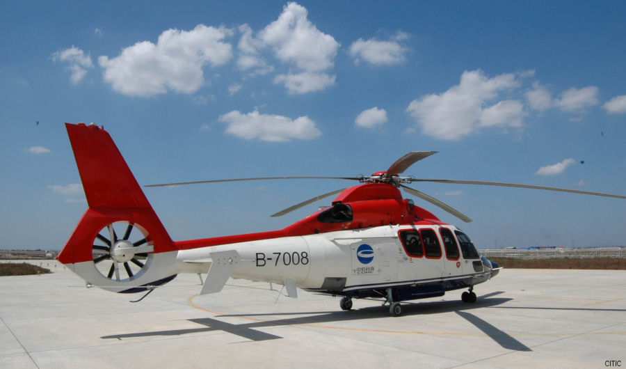Helicopter Eurocopter EC155B Serial 6623 Register B-7008 used by CITIC Group COHC. Aircraft history and location