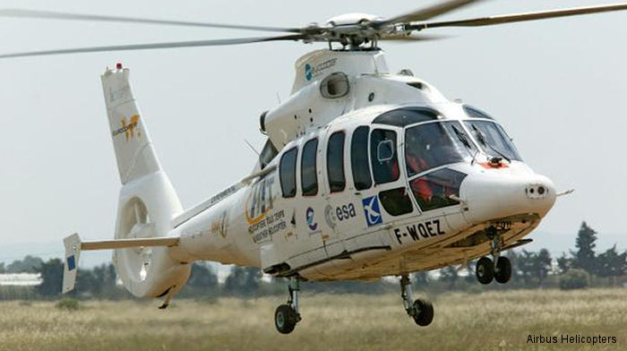 Helicopter Eurocopter EC155B Serial 6530 Register F-WMXE F-WQEZ F-WWOA used by Eurocopter France. Built 1997. Aircraft history and location