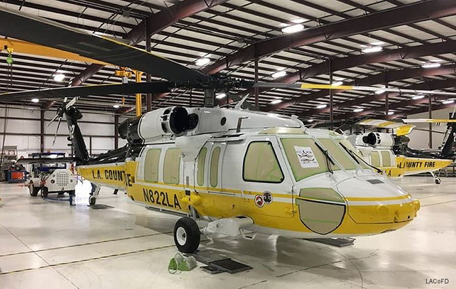 Helicopter Sikorsky S-70i Black Hawk Serial 70-4024 Register N822LA N743SX SP-YVK used by LACoFD (Los Angeles County Fire Department) ,Sikorsky Helicopters ,PZL Mielec. Built 2017. Aircraft history and location