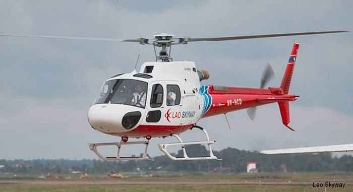 Helicopter Airbus H125 Serial 8321 Register RDPL-34186 9V-HCD used by Lao Skyway ,Airbus Helicopters Southeast Asia AHSA. Aircraft history and location