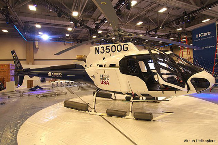 Helicopter Airbus H125 Serial 7959 Register C-FZCC N3500G used by Custom Helicopters ,Airbus Helicopters Inc (Airbus Helicopters USA). Built 2014. Aircraft history and location