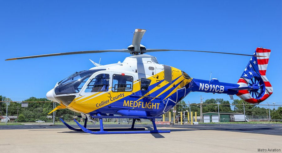 Helicopter Airbus H135 / EC135T3H Serial 2105 Register N911CB used by Collier County Sheriffs Office ,Collier County EMS ,Metro Aviation ,Airbus Helicopters Inc (Airbus Helicopters USA). Built 2019. Aircraft history and location